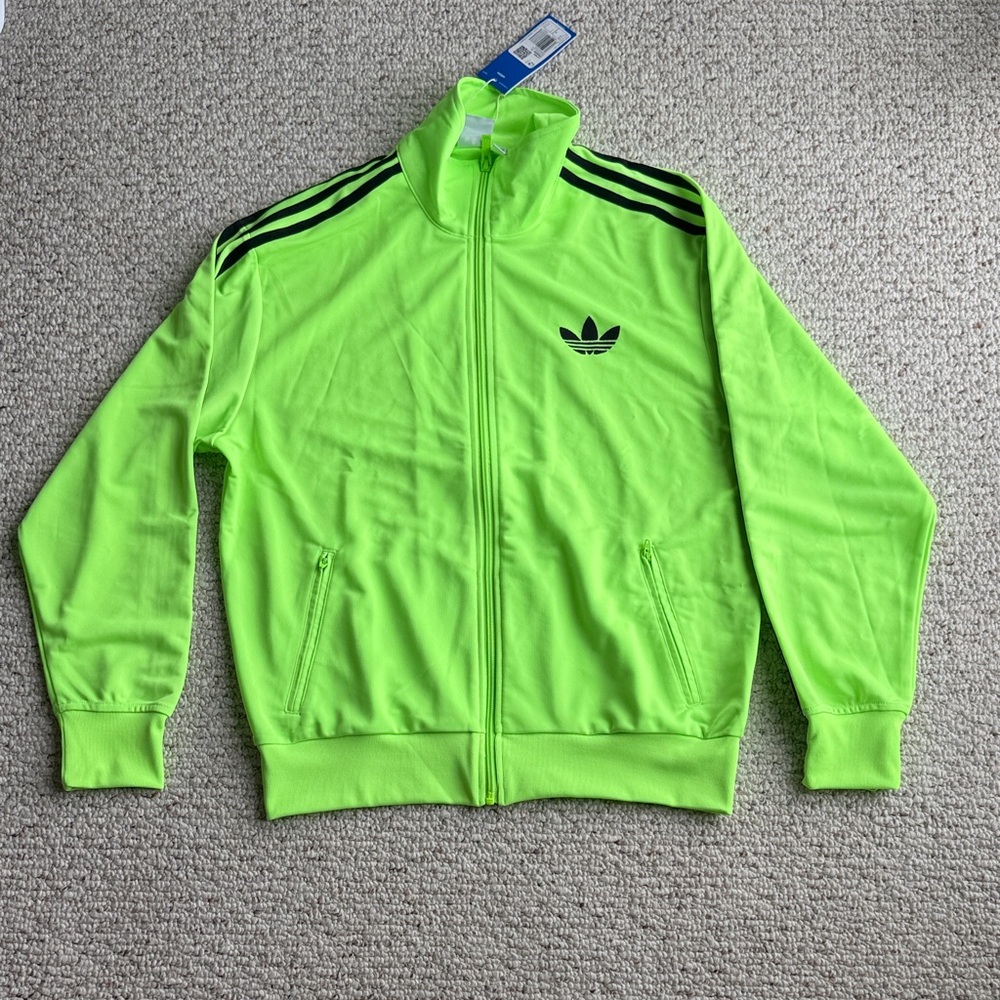 adidas Neon Lime Track Jacket firebird stripes signal green m  rare